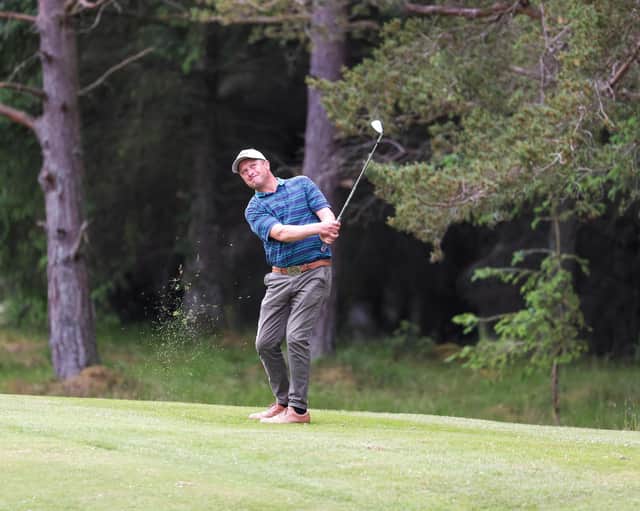 Greig Hutcheon watches a shot during the third round of the PGA Professional Championship at Blairgowrie. Picture: Adrian Milledge.