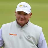 Paul Lawrie of Scotland reacts on the 18th during the Celebration of Champions Challenge at St Andrews. Picture: Andrew Redington/Getty Images.