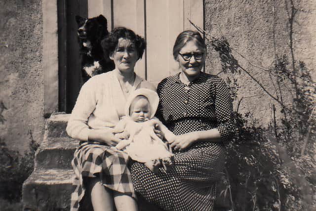Two women and a baby at Fiscavaig around 1957. PIC: Minginish Centenary Project.