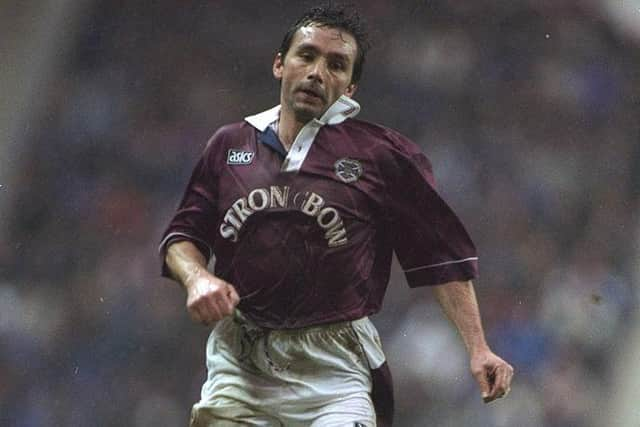 John Colquhoun in action for Hearts during a Scottish League match against Rangers at Ibrox in 1995. Picture: Phil Cole/Allsport