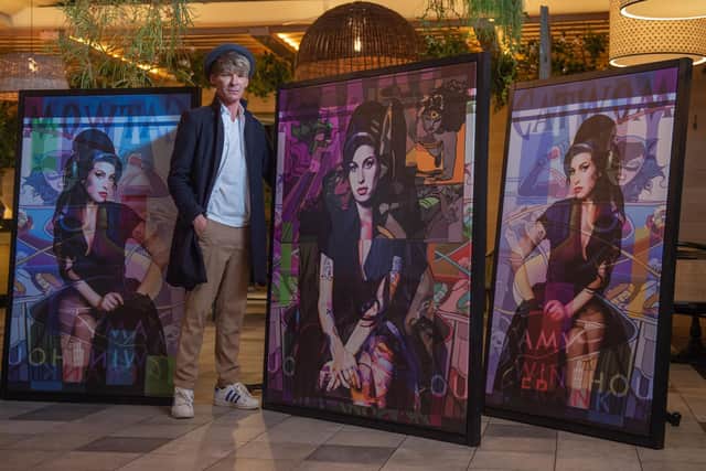 Stuart McAlpine Miller at the Kimpton Charlotte Square Hotel with his work on the late Amy Winehouse.