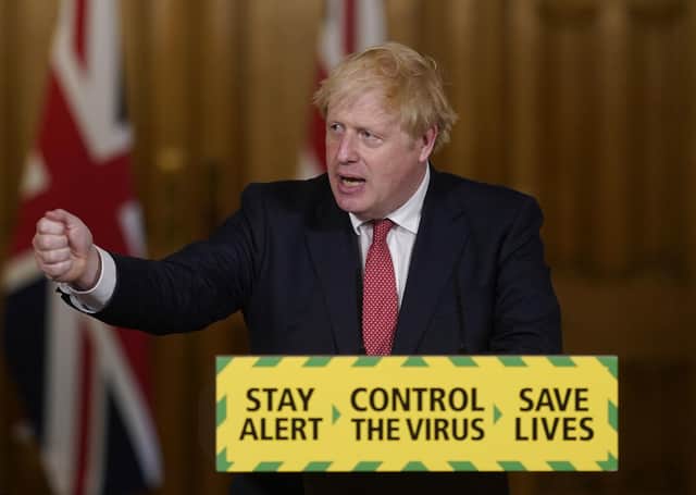 Prime Minister Boris Johnson during a media briefing in Downing Street on coronavirus