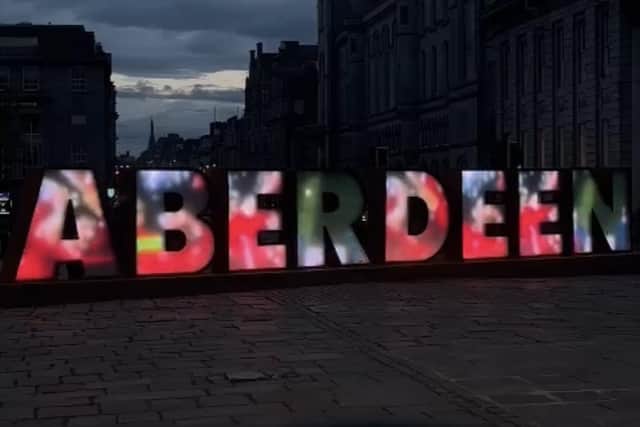 The Aberdeen sign in the city was lit up with images of the famous night in Gothenburg.