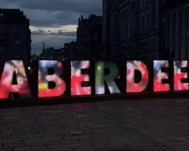 The Aberdeen sign in the city was lit up with images of the famous night in Gothenburg.