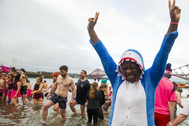 The unofficial Loony Dook at South Queensferry
