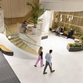 The reception area within the Aurora building at 120 Bothwell Street, Glasgow. Picture by Alan McAteer, McAteer Photo