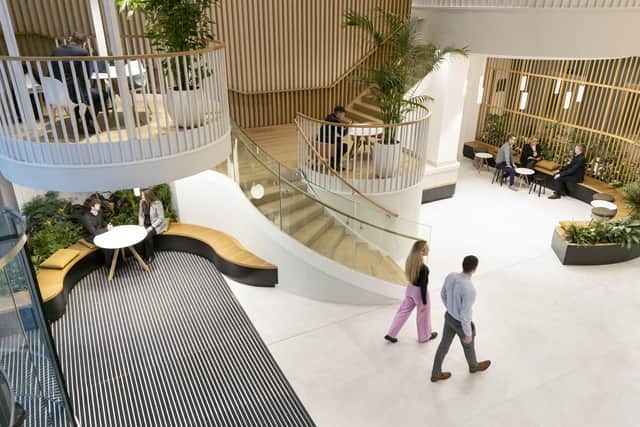 The reception area within the Aurora building at 120 Bothwell Street, Glasgow. Picture by Alan McAteer, McAteer Photo