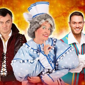 Grant Stott is The Henchman, Allan Stewart is Nurse May and Jordan Young is Muddles in Snow White and the Seven Dwarfs at Edinburgh's Festival Theatre