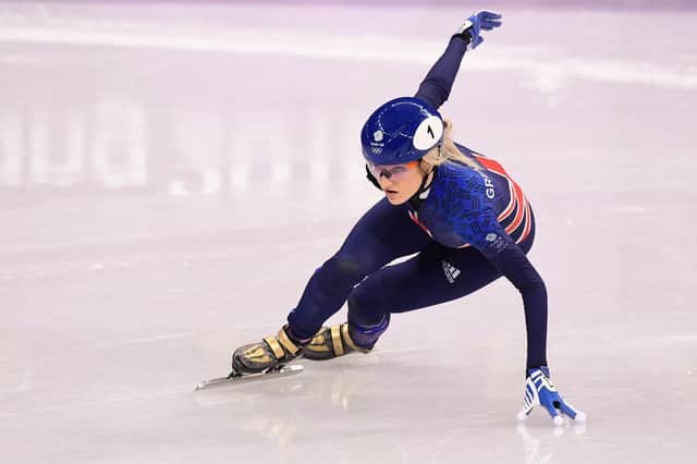 Elise Christie competing in the Pyeongchang 2018 Winter Olympics