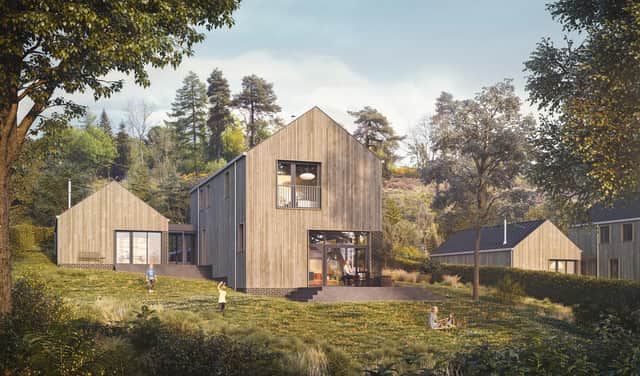 An artist’s impression of a timber-clad house at Athron Hill