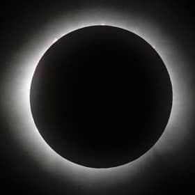 The moon covers the sun during a total solar eclipse in Mazatlan, Mexico, Monday, April 8, 2024. (AP Photo/Fernando Llano)
