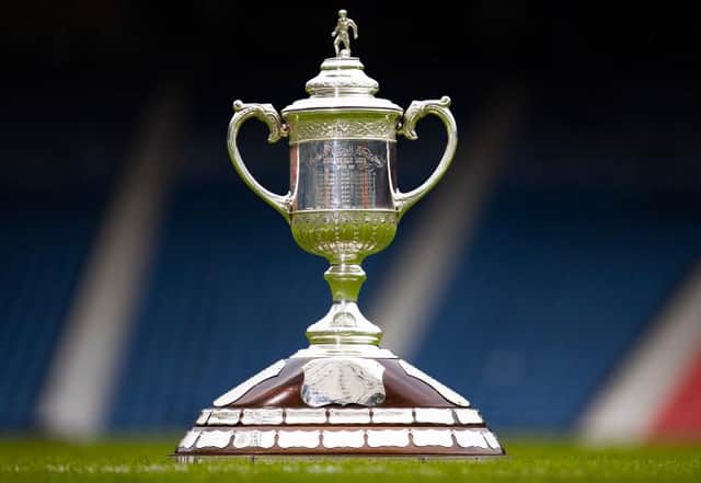 The Scottish Cup trophy lies in wait for either Hibs or St Johnstone. (Photo by Alan Harvey / SNS Group)