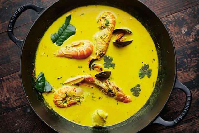 Coconut, turmeric and lime broth Pic: Laurence Winram