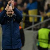 Steve Clarke applauds the Scotland fans at the end of the goalless draw in Krakow. (Photo by Craig Williamson / SNS Group)