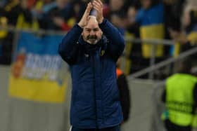 Steve Clarke applauds the Scotland fans at the end of the goalless draw in Krakow. (Photo by Craig Williamson / SNS Group)
