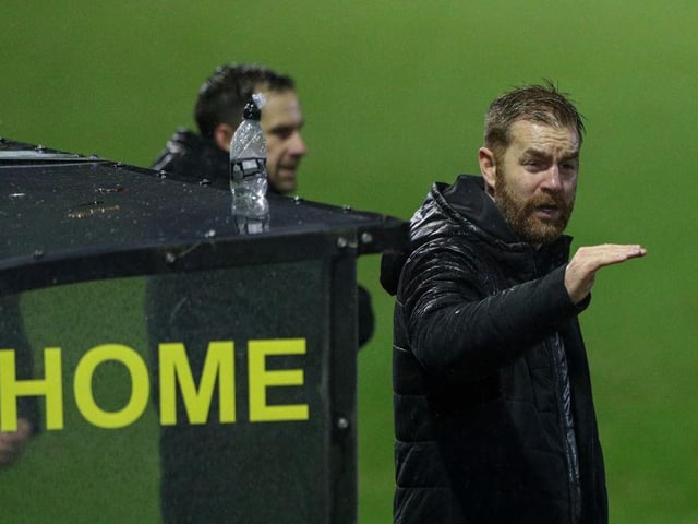 Another narrow defeat will no doubt leave Harrogate manager Simon Weaver looking nervously over his shoulder. Town have lost four of their last five matches in League Two, and could end up being sucked into a relegation battle if they're not careful. (Photo by Alex Dodd - CameraSport via Getty Images)