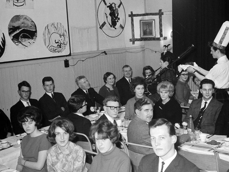 The haggis is piped in at the Regent Road Institute Burns Supper in 1964.