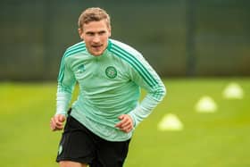 Carl Starfelt during Celtic Training at Lennoxtown on September 10 , 2021, in Glasgow, Scotland. (Photo by Ross MacDonald / SNS Group)