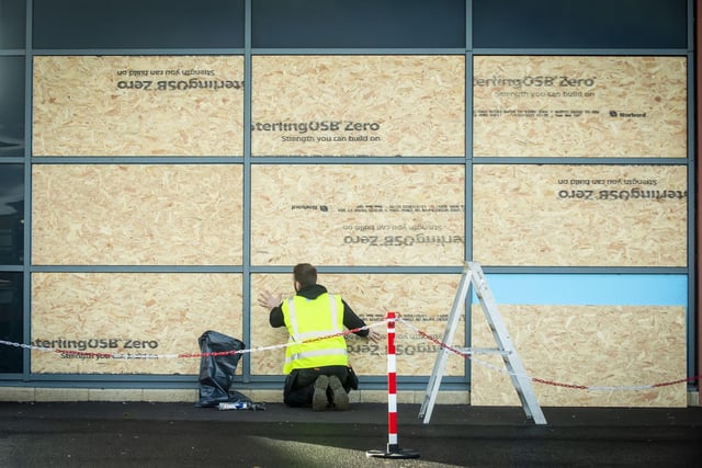 Repair works were underway after windows were smashed at a nearby school.