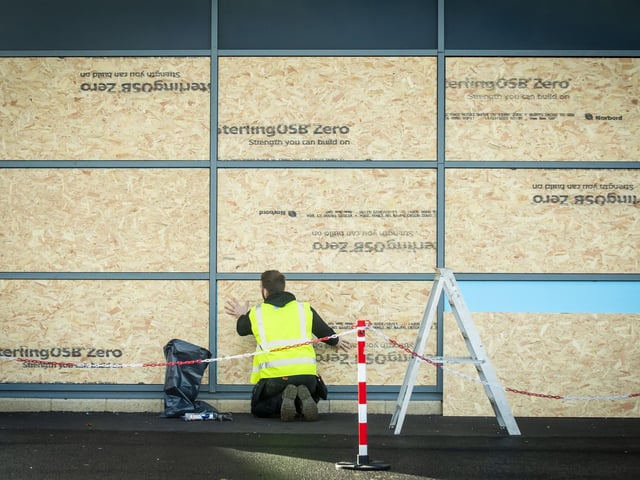 Repair works were underway after windows were smashed at a nearby school.