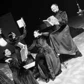 The cast of Burns in rehearsal
