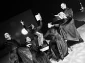The cast of Burns in rehearsal
