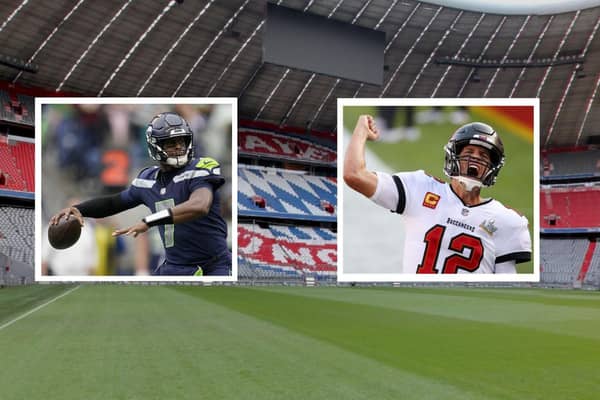Geno Smith, of the Seattle Seahawks, will take on Tom Brady of the Tampa Bay Buccaneers at the Allianz Arena in Germany.