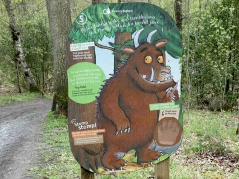 Taken from the Scots translation of the beloved children’s book ‘The Gruffalo’s Child’. Word for word, the above can be translated as: “‘Right you are’ (said the Gruffalo) ready to burst out laughing. ‘I’ll walk behind you and you go on first’”.