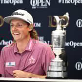 Cameron Smith speaks to the media at a press conference after winning the 150th Open Golf at St Andrews last year. Picture: Ian Rutherford.