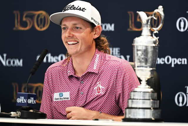 Cameron Smith speaks to the media at a press conference after winning the 150th Open Golf at St Andrews last year. Picture: Ian Rutherford.