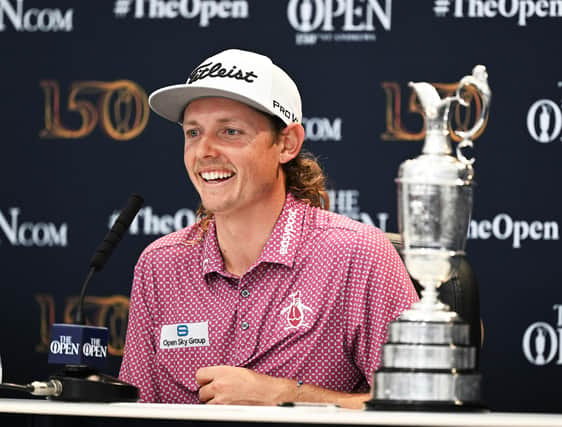 Cameron Smith speaks to the media at a press conference after winning the 150th Open Golf at St Andrews last year. Picture: Ian Rutherford.