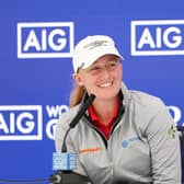 Gemma Dryburgh speaks to the media ahead of the AIG Women's Open at St Andrews. Picture: Oisin Keniry/R&A/R&A via Getty Images.