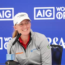 Gemma Dryburgh speaks to the media ahead of the AIG Women's Open at St Andrews. Picture: Oisin Keniry/R&A/R&A via Getty Images.