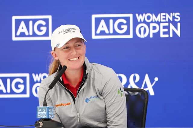 Gemma Dryburgh speaks to the media ahead of the AIG Women's Open at St Andrews. Picture: Oisin Keniry/R&A/R&A via Getty Images.