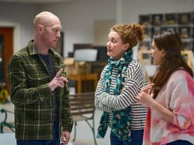 From left to right: Matthew Trevannion, Kirsty Stuart and Nalini Chetty in rehearsals for A Streetcar Named Desire PIC: Fraser Band