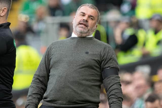 Celtic manager Ange Postecoglou shows his frustration during the 2-0 win over Heats which gave way to telling transfer updates. (Photo by Craig Williamson / SNS Group)