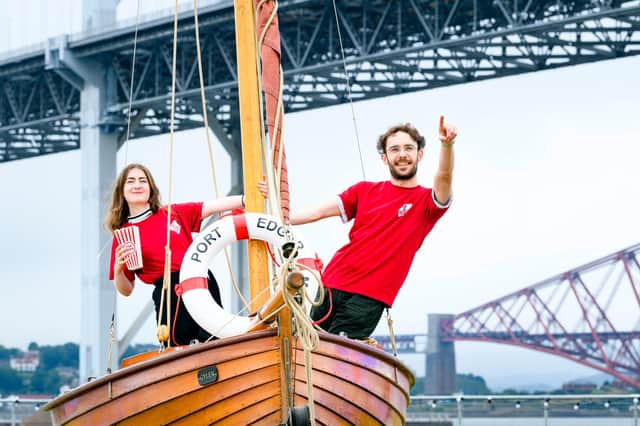 Liam Rotheram and Hannah Knox were acting out scenes from Titanic at the launch of Film Fest on the Forth, which started this weekend, heralding a month of cultural festivities in the city. Picture: Ian Georgeson Photography