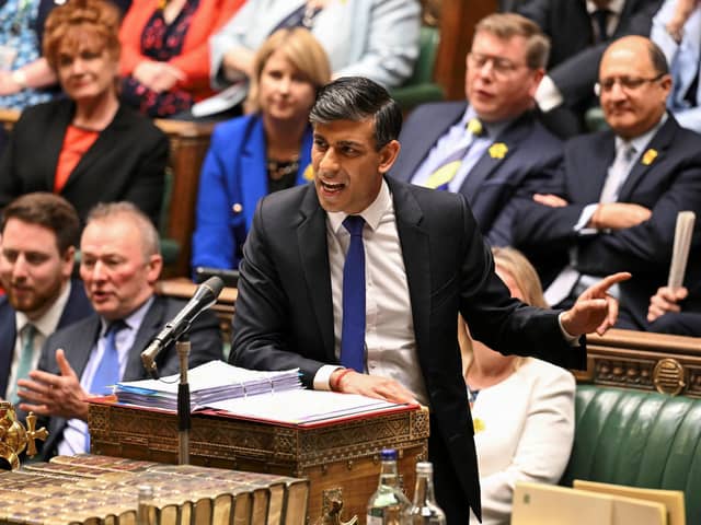 Prime Minister Rishi Sunak speaking during the weekly session of Prime Minister's Questions in the House of Commons on Wednesday. Photo: JESSICA TAYLOR/UK PARLIAMENT/AFP via Getty Images