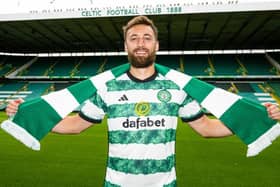 Nat Phillips is unveiled at Celtic Park after joining on-loan from Liverpool until January. (Photo by Paul Devlin / SNS Group)