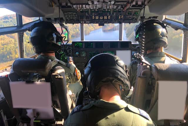 C-130J Hercules aircrew pictured inside the flight deck during Exercise Tartan Spirit