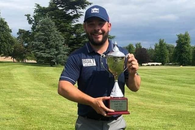 Conor O'Neil, pictured celebrating a win on the PGA EuroPro Tour in 2021, shot the lights out over three rounds in Abu Dhabi. Picture: PGA EuroPro Tour