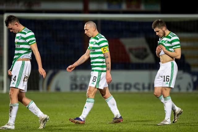 Celtic captain Scott Brown troops off at full-time following the 1-0 loss to Ross County at Dingwall. Photo by Ross Parker / SNS Group)