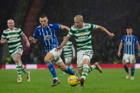 Daizen Maeda in action for Celtic during last season's Viaplay Cup semi final victroy over Kilmarnock. Photo by Craig Foy / SNS Group