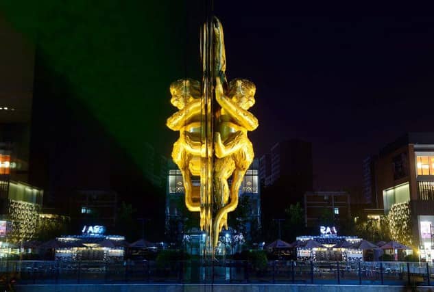 Golden Monkey sculpture, potentially to be installed at Inverleith House, on The Opposite House in Beijing, 2016.