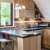 The open plan kitchen in one of Auchrannie Resort's two bedroomed retreat lodges. Pic: Contributed