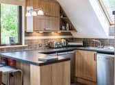 The open plan kitchen in one of Auchrannie Resort's two bedroomed retreat lodges. Pic: Contributed