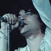 Dan McCafferty on stage with Nazareth at the Great British Music Festival at Olympia, London, in 1976. (Photo by Keystone/Hulton Archive/Getty Images)