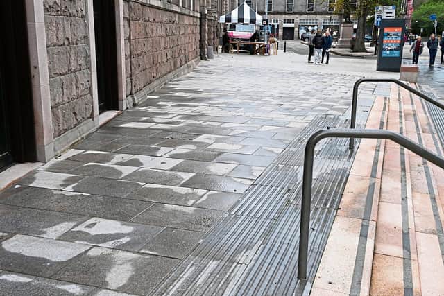 Chalk outlines in front of Aberdeen Art Gallery were washed away too early.

Picture by Kenny Elrick     14/10/2021