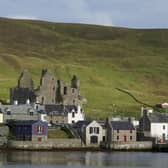 The Pictish-era finds were made on a site above Scalloway (pictured) on the Shetland mainland. PIC: Creative Commons/Otter.