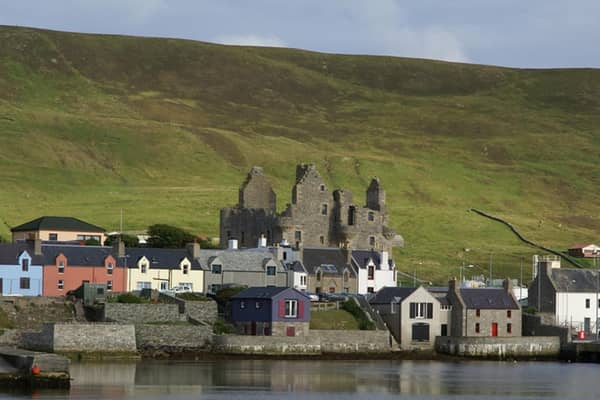The Pictish-era finds were made on a site above Scalloway (pictured) on the Shetland mainland. PIC: Creative Commons/Otter.